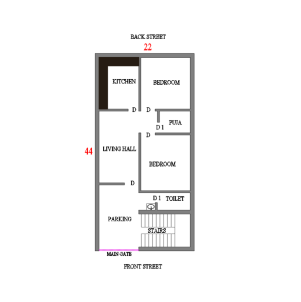 22x44 house plan